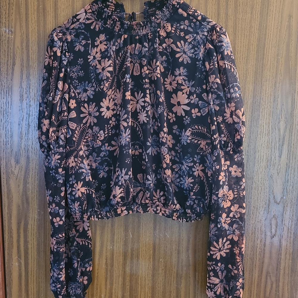 Free People Floral Sheer Blouse in Size XS